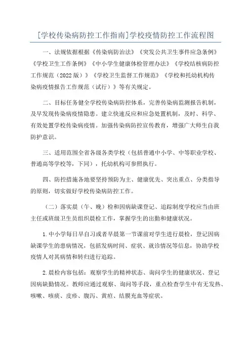 [学校传染病防控工作指南]学校疫情防控工作流程图