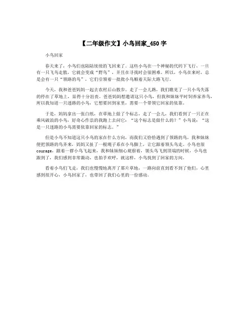 【二年级作文】小鸟回家_450字 2