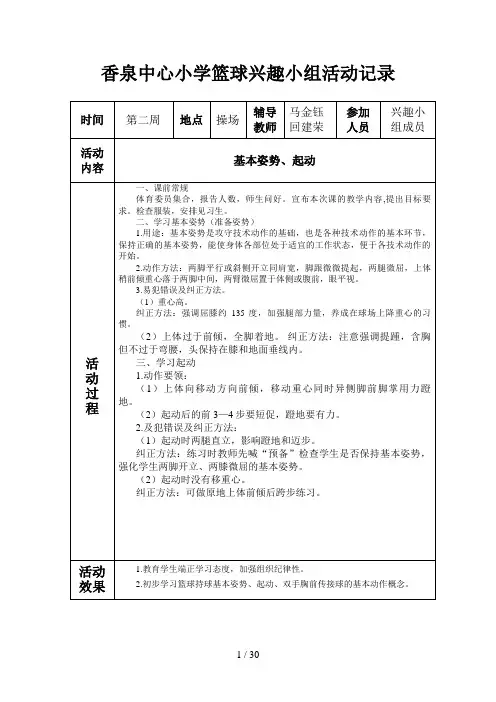 体育兴趣小组活动记录