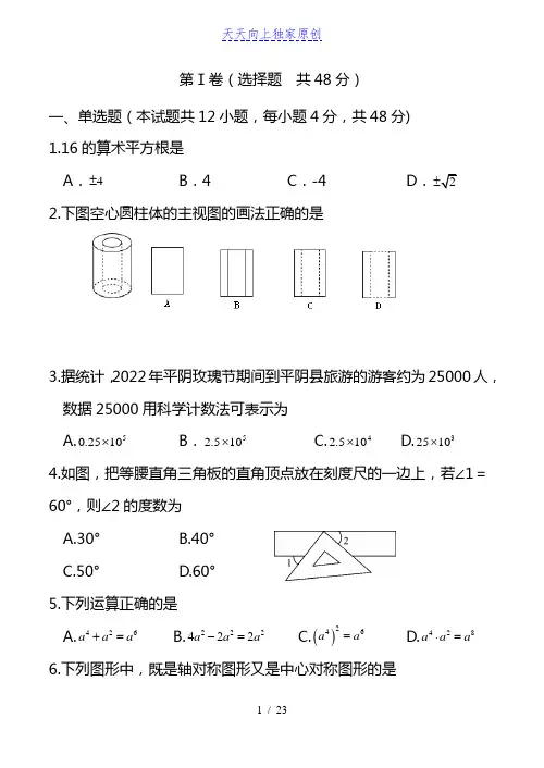2022-2023学年初中数学学业水平考试模拟试题(含答案)