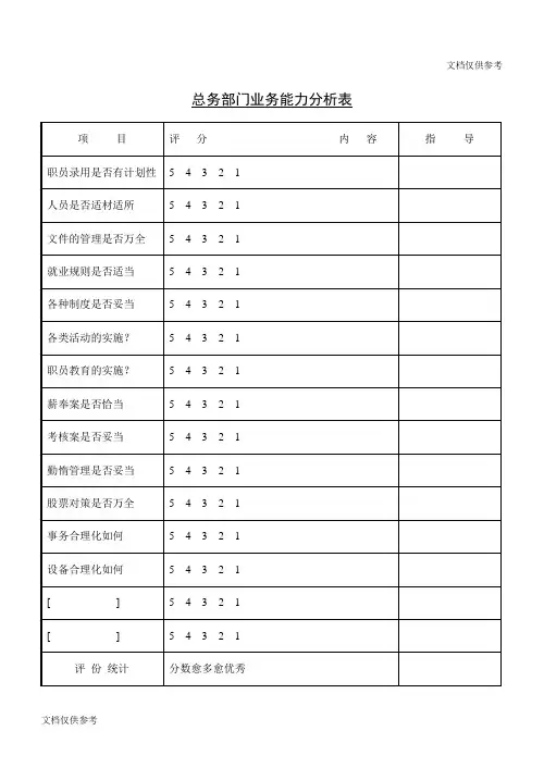 总务部门业务能力分析表