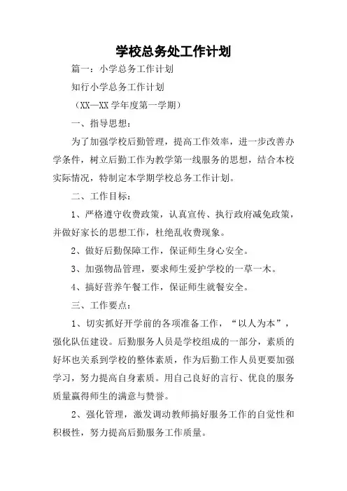 学校总务处工作计划