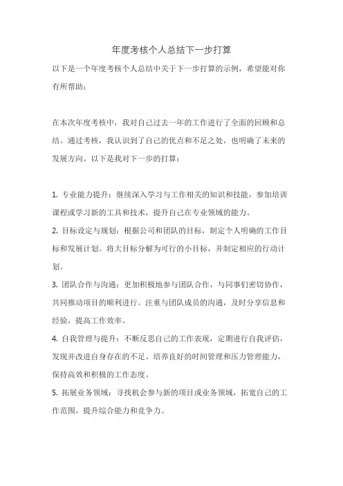 年度考核个人总结下一步打算