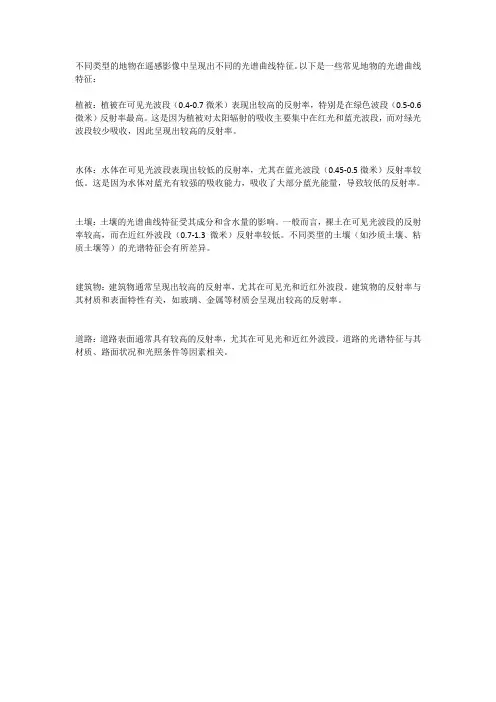 典型地物的光谱曲线特征