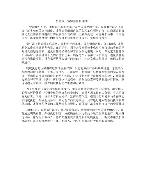 狠抓责任落实强化制度执行