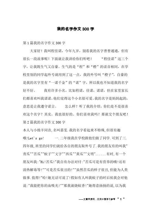 我的名字作文300字