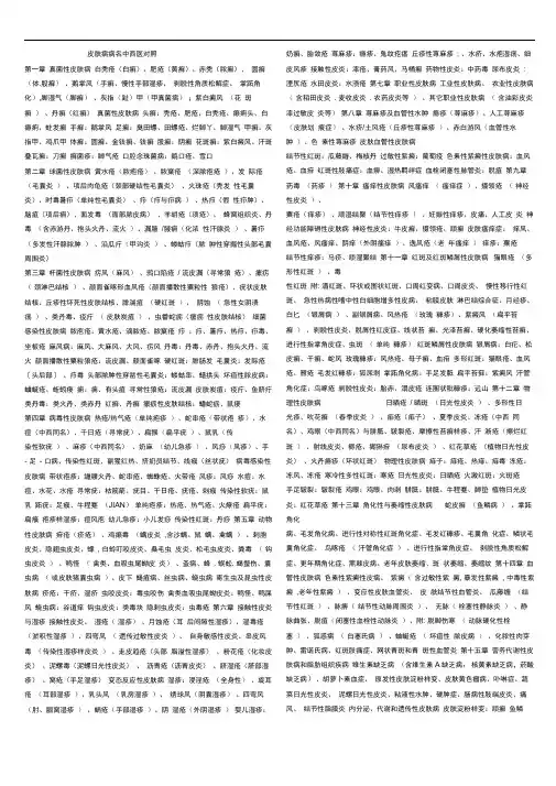 中西医皮肤病对照