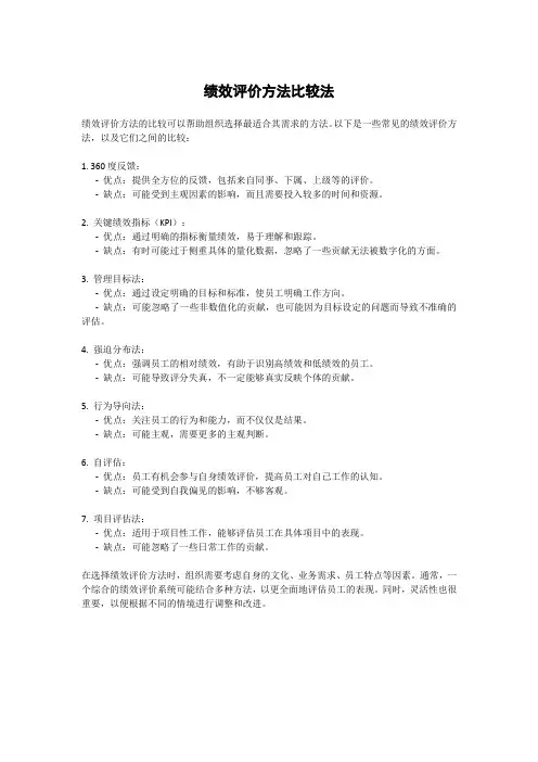绩效评价方法比较法