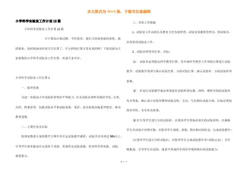 小学科学实验室工作计划12篇