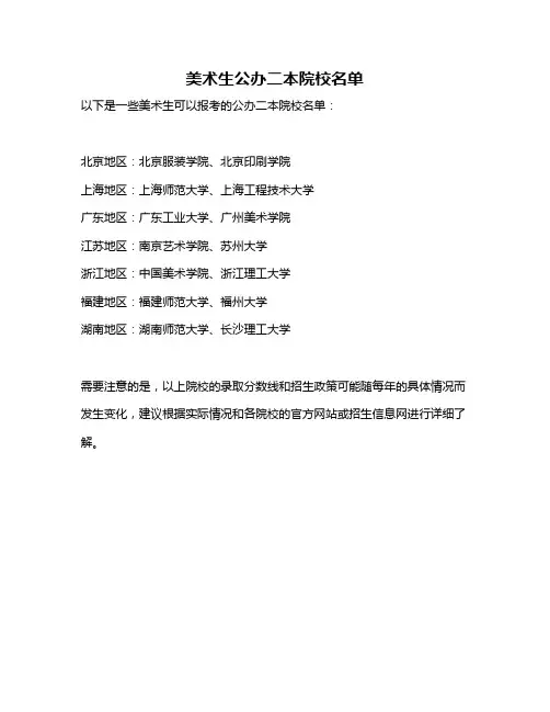 美术生公办二本院校名单
