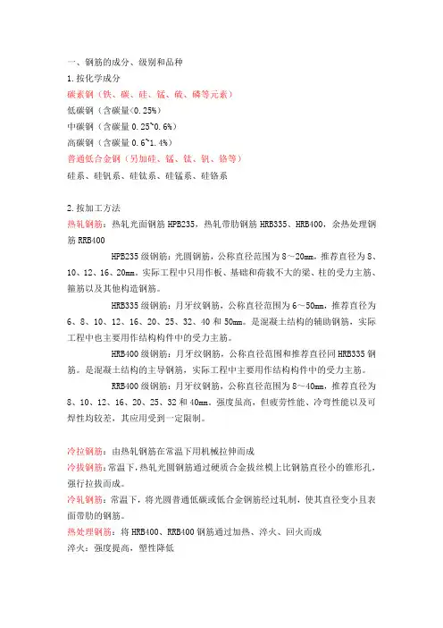 钢筋的成分、级别和品种