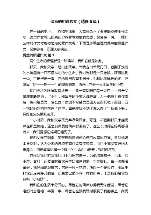 偶然的相遇作文（精选6篇）