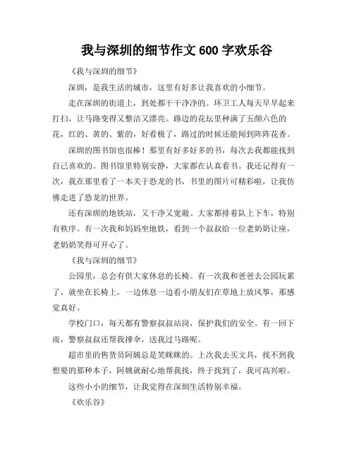 我与深圳的细节作文600字欢乐谷