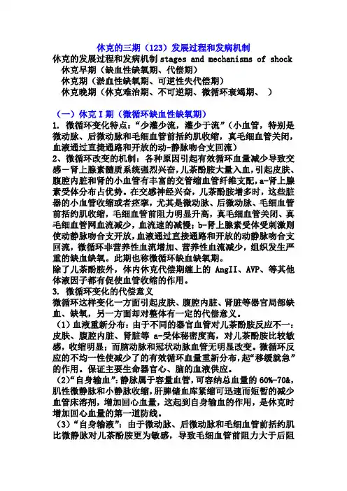 休克1,2,3期的所有
