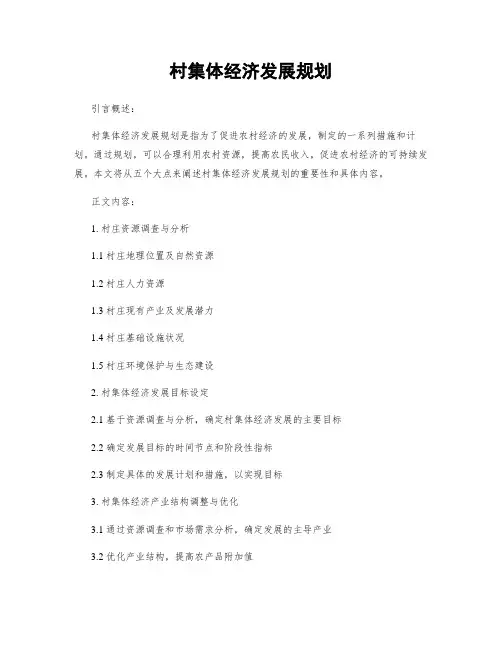 村集体经济发展规划