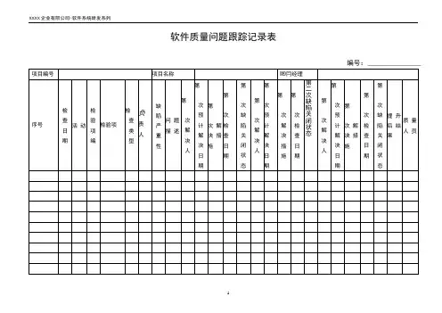 软件质量问题跟踪记录表模板