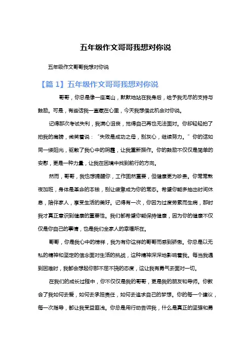 五年级作文哥哥我想对你说