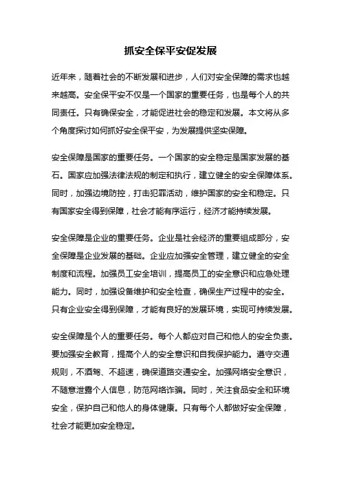 抓安全保平安促发展