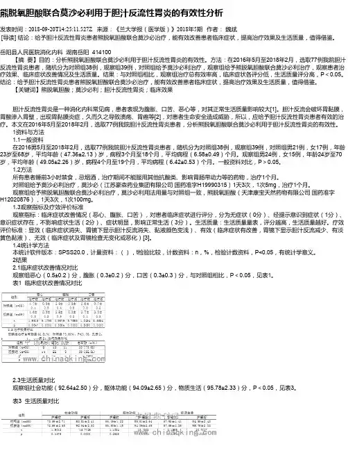 熊脱氧胆酸联合莫沙必利用于胆汁反流性胃炎的有效性分析