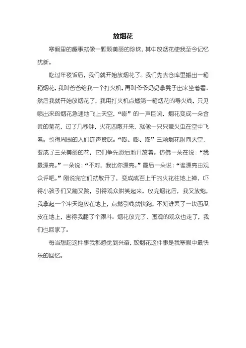 四年级作文：放烟花作文400字