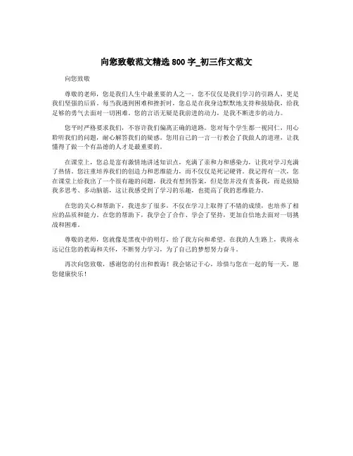 向您致敬范文精选800字_初三作文范文