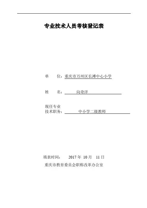 2017向奇洋年专业技术人员考核登记表