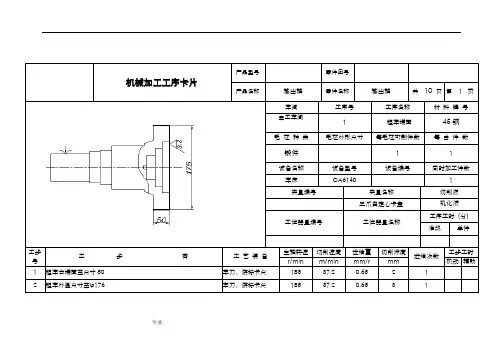 毕业设计输出轴机械加工工序卡片