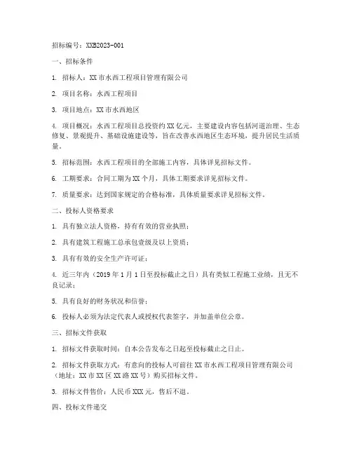水西工程项目招标公告