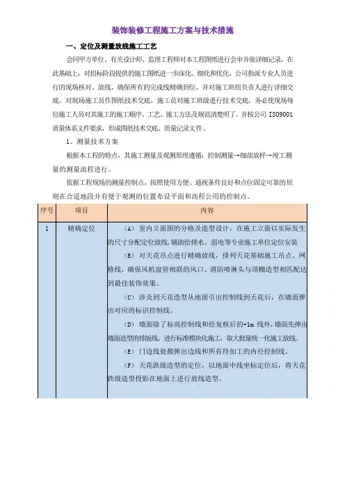 装饰装修工程施工方案与技术措施