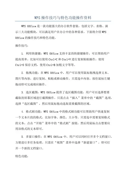 WPS操作技巧与特色功能操作资料