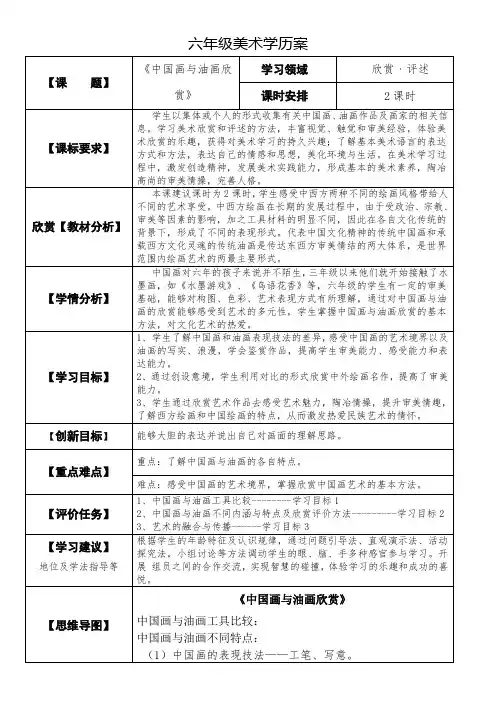 六年级美术学历案《中国画与油画欣赏》