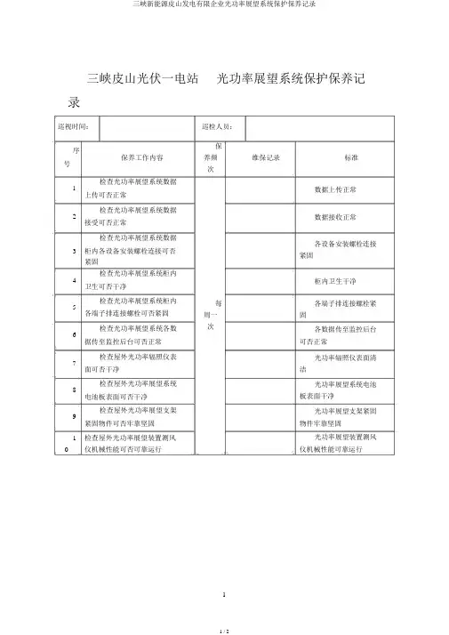 三峡新能源皮山发电有限公司光功率预测系统维护保养记录