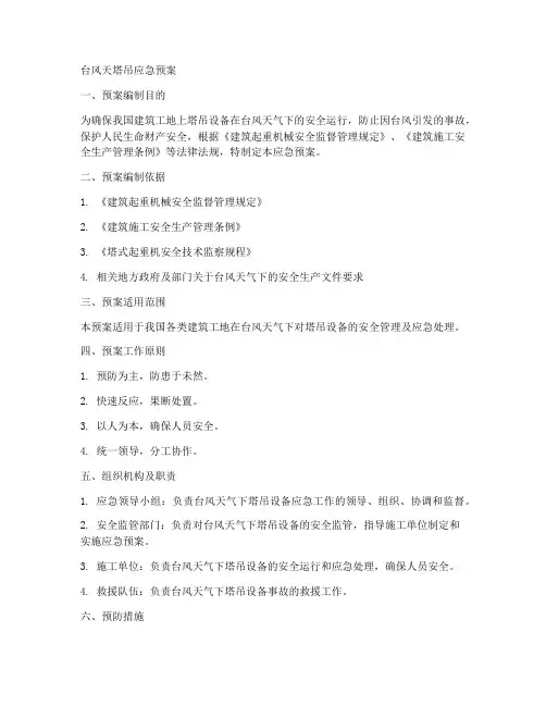 台风天塔吊应急预案