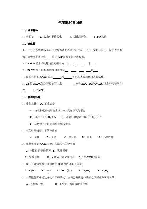 生物氧化复习题