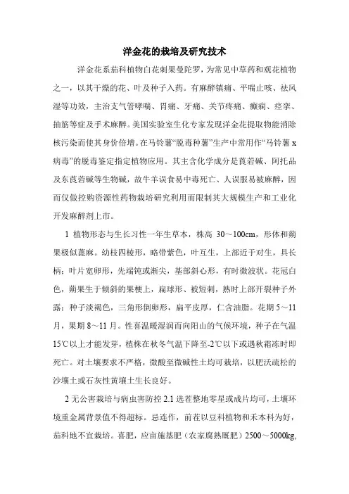 洋金花的栽培及研究技术.doc