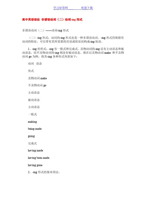 高中英语语法复习---非谓语动词-动名词