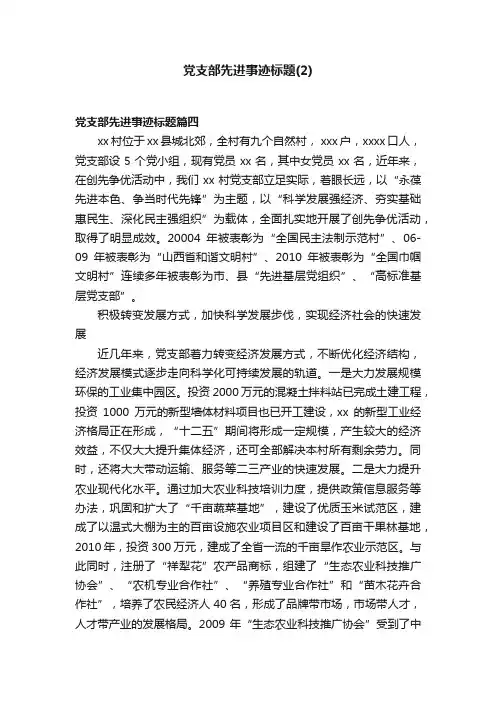 党支部先进事迹标题（2）