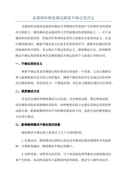 金属材料硬度测试测量不确定度评定