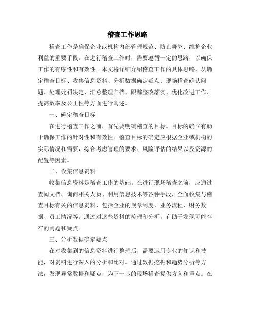 稽查工作思路