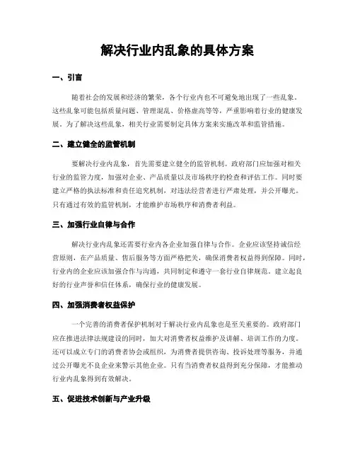 解决行业内乱象的具体方案