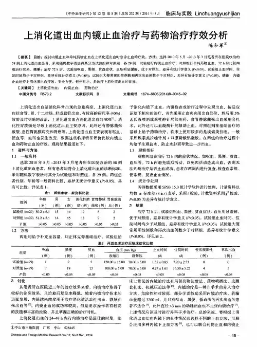上消化道出血内镜止血治疗与药物治疗疗效分析