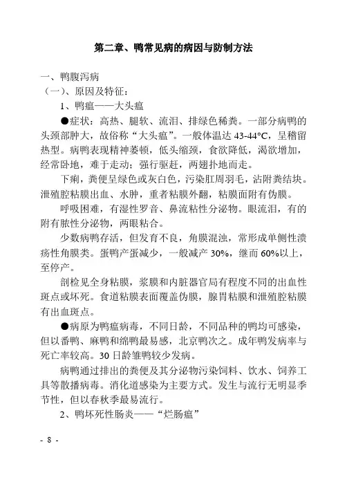 鸭常见病的病因与防制方法