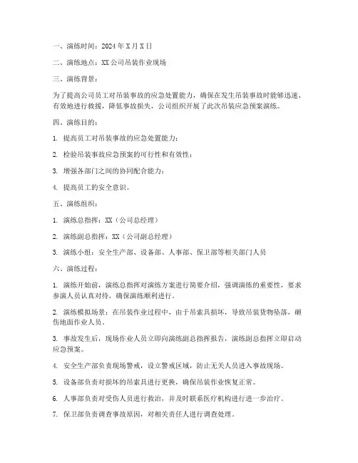 吊装应急预案演练记录