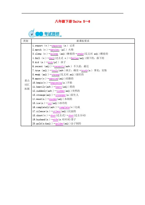 中考英语教材一本通 八下 Unit 5-6】