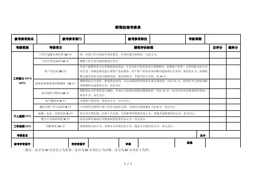 销售助理考核表
