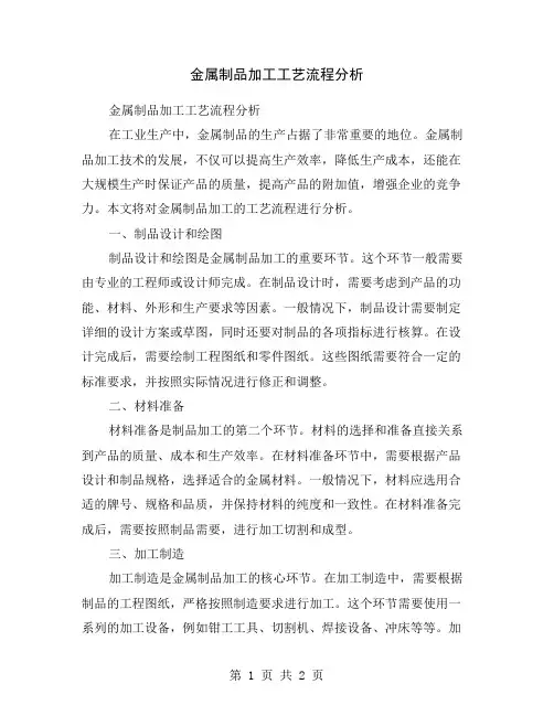 金属制品加工工艺流程分析