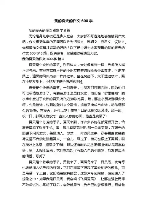 我的夏天的作文600字6篇