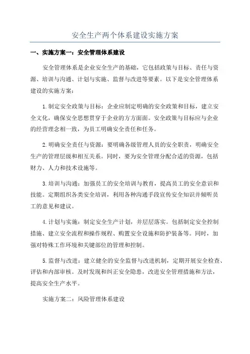 安全生产两个体系建设实施方案