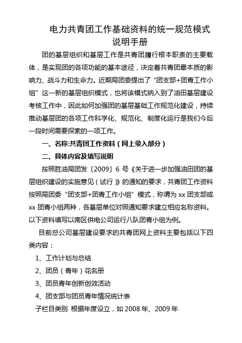 共青团资料填写说明