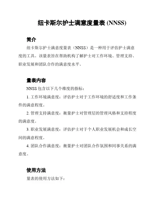 纽卡斯尔护士满意度量表 (NNSS)